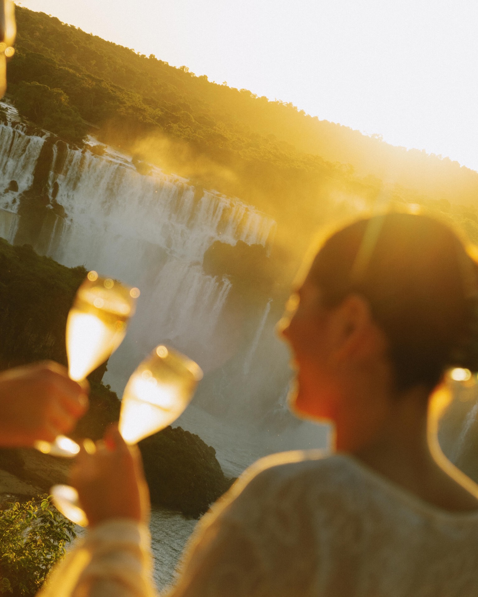 Sunset toast above the falls